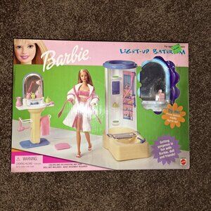 NIB 1999 VINTAGE Barbie Living In Style Light Up Bathroom Furniture Mattel